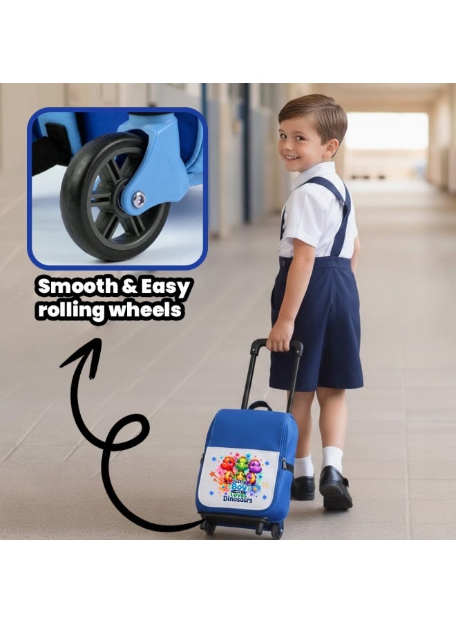 PRINTSHOP4ME Boys Dino Adventure Trolley Bag For Kids | Dinosaur Rolling Backpack With Wheels | Adjustable Handle School Travel Bag | Lightweight Carry Backpack - Image 4