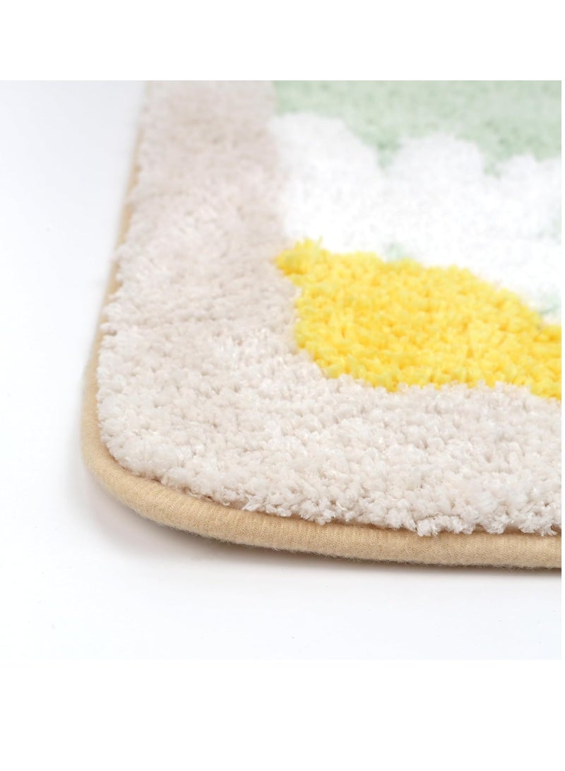 Bluejw Daisy Bath Mat Non-Slip Soft Adorable Boho Floral Bath Rugs Machine Washable Bathtub Mat Water Absorbent Plush Shaggy Carpet Thick Bathroom Kitchen Floor Microfiber Doormat 60x90cm - Image 4
