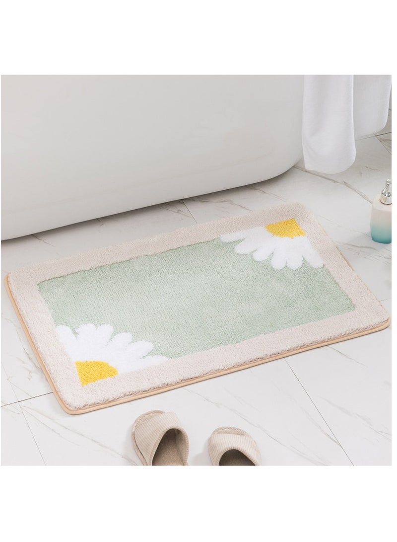 Bluejw Daisy Bath Mat Non-Slip Soft Adorable Boho Floral Bath Rugs Machine Washable Bathtub Mat Water Absorbent Plush Shaggy Carpet Thick Bathroom Kitchen Floor Microfiber Doormat 60x90cm - Image 2