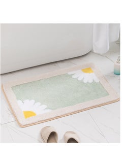 Bluejw Daisy Bath Mat Non-Slip Soft Adorable Boho Floral Bath Rugs Machine Washable Bathtub Mat Water Absorbent Plush Shaggy Carpet Thick Bathroom Kitchen Floor Microfiber Doormat 60x90cm  - Image 1