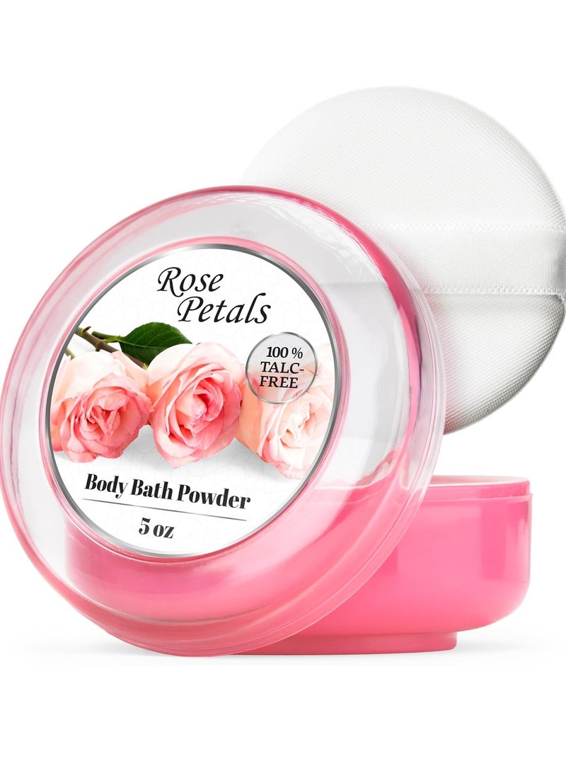 R-NEU R-NEU Dusting Powder for Women with Powder Puff, 100% Talc-Free, Elegant Rose Petals Scented Body Powder, After Bath for Soft Skin, Extra Large, 1 Pack (5oz)  - Image 1