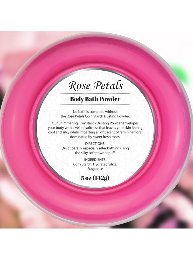 R-NEU R-NEU Dusting Powder for Women with Powder Puff, 100% Talc-Free, Elegant Rose Petals Scented Body Powder, After Bath for Soft Skin, Extra Large, 1 Pack (5oz)  - Image 2
