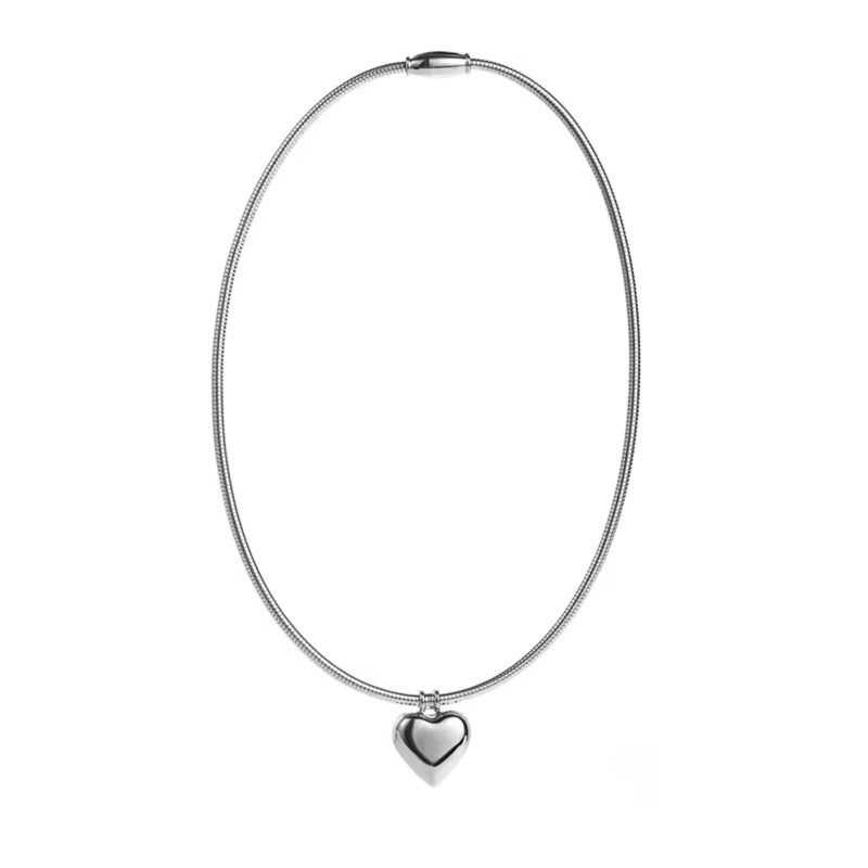 Smooth geometric pendant necklace with magnetic clasp, minimalist spherical charm on snake chain choker - Image 1