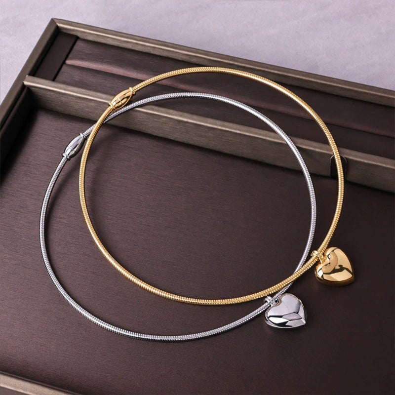 Smooth geometric pendant necklace with magnetic clasp, minimalist spherical charm on snake chain choker - Image 5