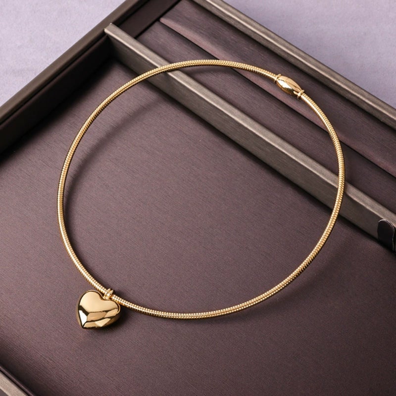Smooth geometric pendant necklace with magnetic clasp, minimalist spherical charm on snake chain choker - Image 4