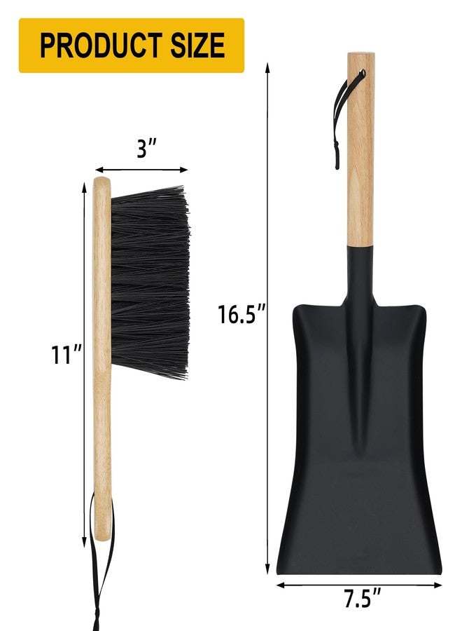 MYFIREPLACEDIRECT Fireplace Shovel & Brush Set, Large Ash Shovel and Hearth Brush with Wooden Handle, Fireplace Tools Set, Metal Brush Pan Set, Fireplace Tools, Firepit Tools, Fire Pit Accessories for Outside - Image 2