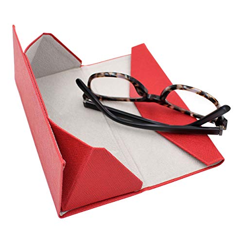 Real Sic Glasses Case for Men and Women - Magnetic Folding Hard Shell Sunglass Holder - Vegan Leather Eyeglass Protector, Variety of Styles Inspired by Solid Color - (Rose) - Image 4