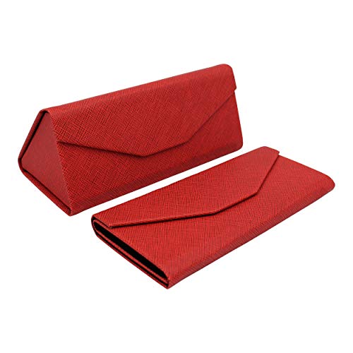Real Sic Glasses Case for Men and Women - Magnetic Folding Hard Shell Sunglass Holder - Vegan Leather Eyeglass Protector, Variety of Styles Inspired by Solid Color - (Rose) - Image 1