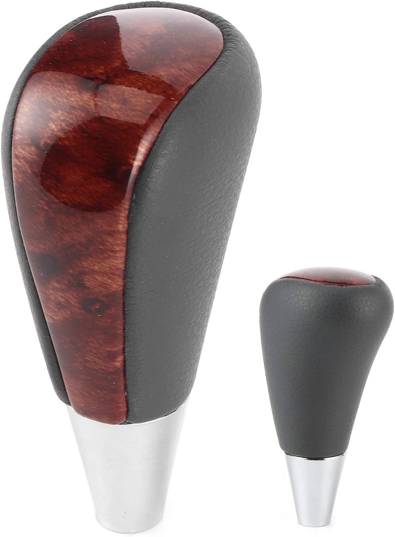 Gear Shift Knob with Gray Leather and Peach Wood, Car Modified Accessory for ES240 / 250/300 / 350 2005-2014 - Lightweight Durable Material, Easy Installation for Enhanced Dr - Image 1