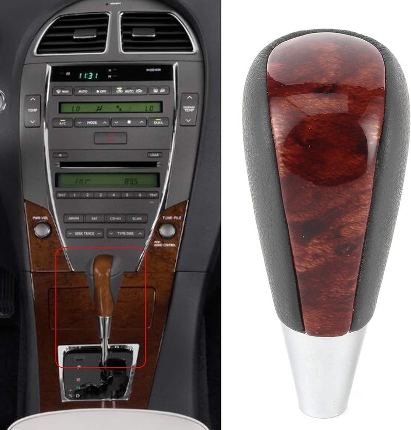 Gear Shift Knob with Gray Leather and Peach Wood, Car Modified Accessory for ES240 / 250/300 / 350 2005-2014 - Lightweight Durable Material, Easy Installation for Enhanced Dr - Image 5