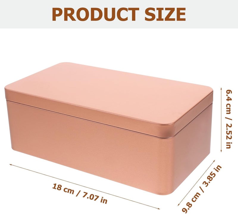 LABRIMP 2pcs Rectangular Tin Tea Box with Lid, Small Portable Metal Candy Storage Tin Box for Kitchen Food Organization, Gold Color Packaging for Tea and Spices - Image 2