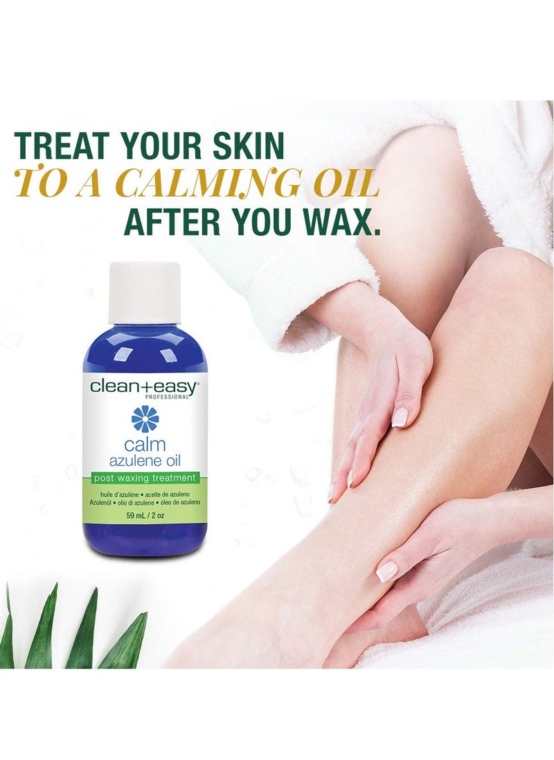 Clean + Easy Clean + Easy Calm - Azulene Oil, Use To Soothe Sore Irritated Skin, Remove Wax Residue After Hair Removal - Post Waxing Care Solution For Sensitive Skin, 2 oz  - Image 3