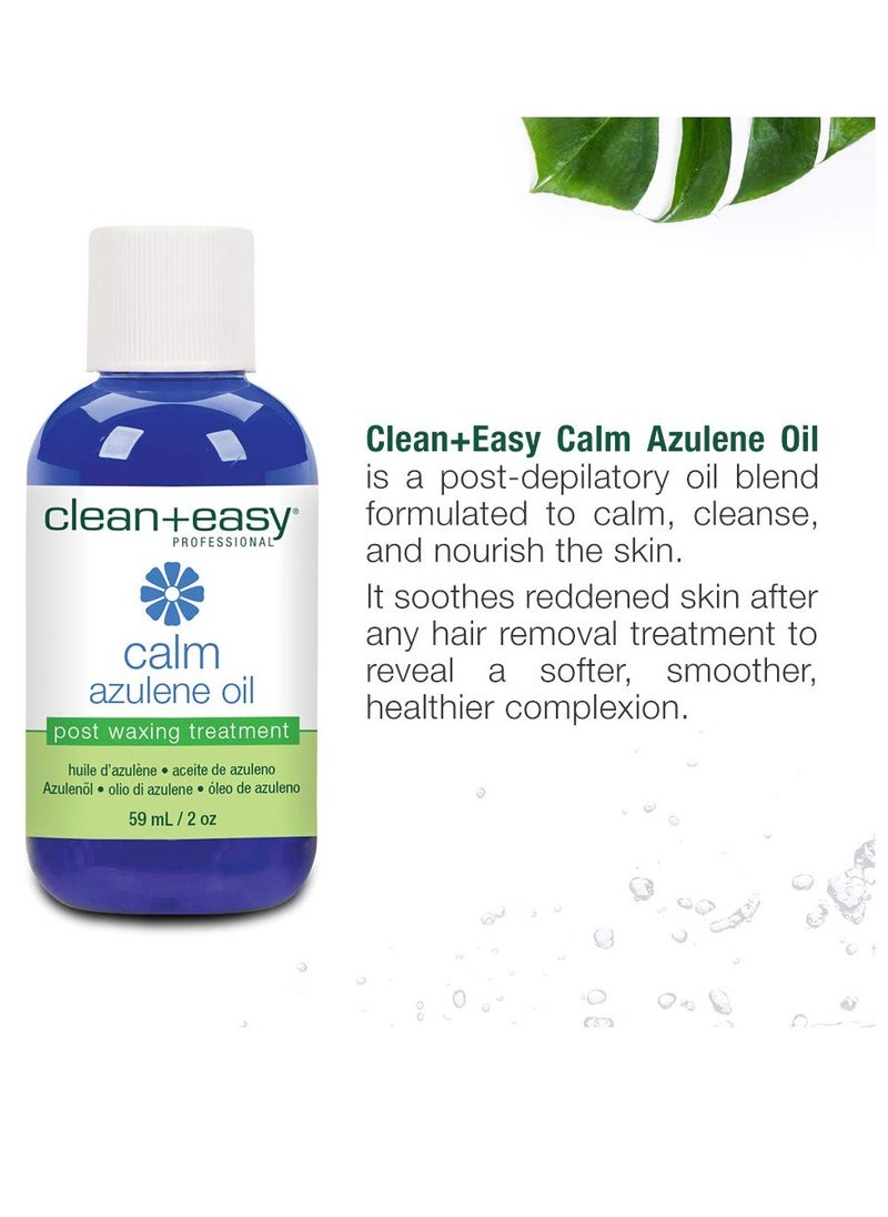 Clean + Easy Clean + Easy Calm - Azulene Oil, Use To Soothe Sore Irritated Skin, Remove Wax Residue After Hair Removal - Post Waxing Care Solution For Sensitive Skin, 2 oz  - Image 2