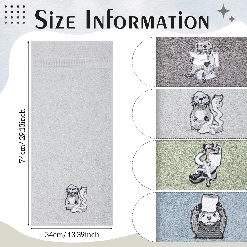 SmoothNovelty 4 PCS Otter Hand Towels for Bathroom 29" x 13" Funny Gifts for Women Otter Decor Hand Towels for Bathroom, Kitchen, Valentines Day Gifts Cute Animal - Image 3