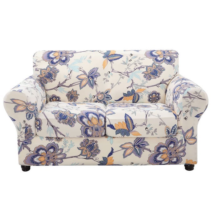 COUCH COVER LOVESEAT COVERS FLORAL PATTERN STRETCH PRINTED 3 PIECES SOFA SLIPCOVERS FOR 2 SEPARATE CUSHION COUCH SOFA WASHABLE FURNITURE PROTECTOR FOR DOGSLOVESEAT VINTAGE FLOWER