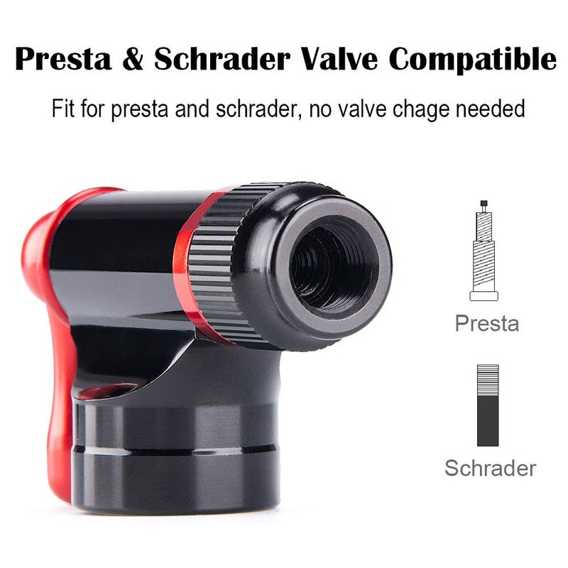 CXWXC CO2 Inflator Kit with 4 x16g CO2 Cartridges - Presta & Schrader Valve Compatible - CO2 Bike Pump for Road and Mountain Bikes - Image 3