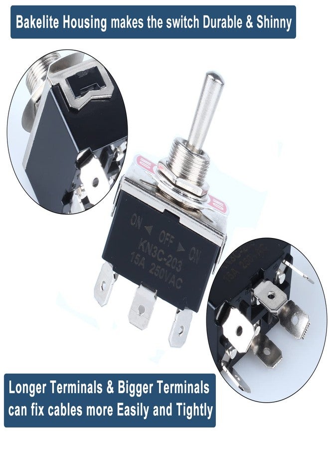 DMWD 2pcs Heavy Duty Rocker Toggle Switch 30A 12VDC 20A 120V DPDT 6 Pins 3 Positions ON-Off-ON Latching with Waterproof Boot Cap pre-Wired Cables for Auto Car Truck Boat Marine - Image 4