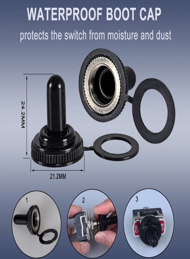 DMWD 2pcs Heavy Duty Rocker Toggle Switch 30A 12VDC 20A 120V DPDT 6 Pins 3 Positions ON-Off-ON Latching with Waterproof Boot Cap pre-Wired Cables for Auto Car Truck Boat Marine - Image 5