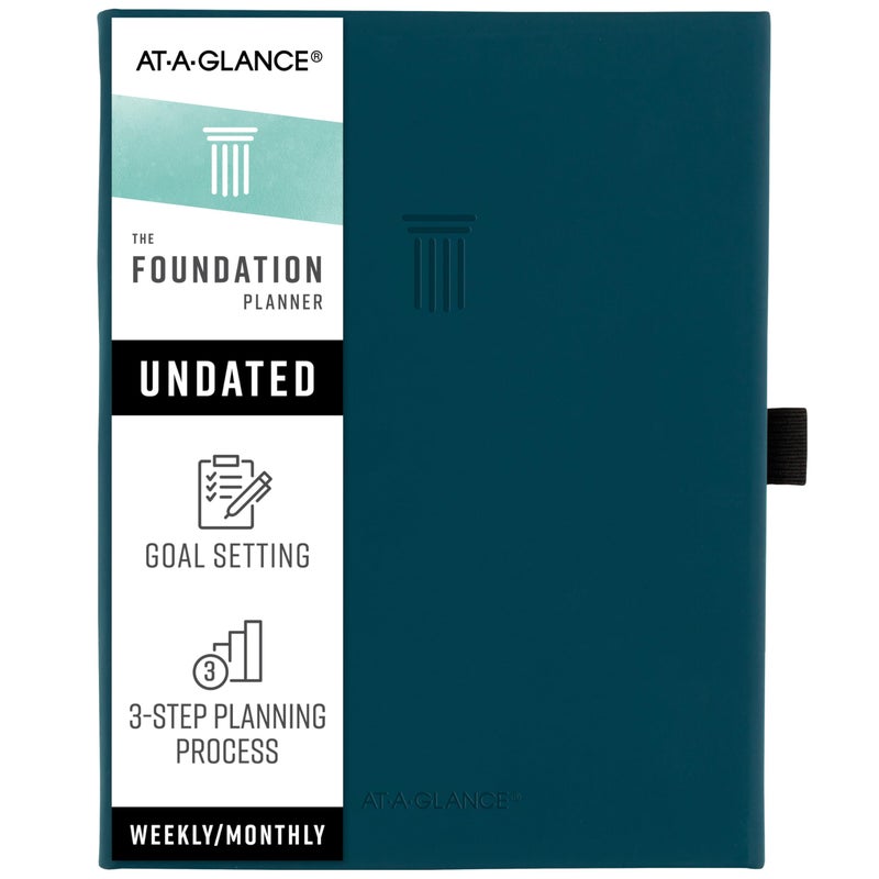 AT-A-GLANCE Foundation Planner, Undated Inspiration Journal, Set Goals, Track Progress, Create Habits, Weekly & Monthly, Small, 5-3/4" x 8-1/4", Blue (FD-200-20) - Image 1