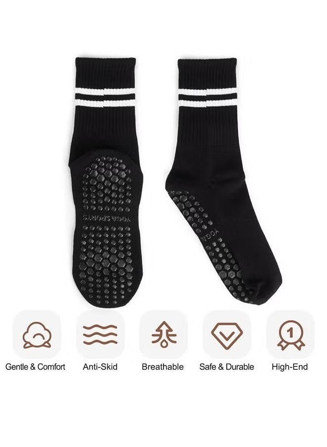 YOUGE 4 Pairs Yoga Socks For Women，Non Slip Socks Pilates Socks For Yoga,Pilates， Ballet, Dance, Workout, Hospital - Image 3