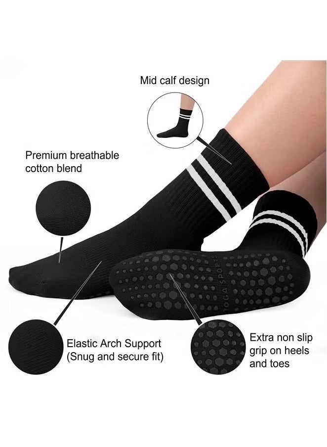 YOUGE 4 Pairs Yoga Socks For Women，Non Slip Socks Pilates Socks For Yoga,Pilates， Ballet, Dance, Workout, Hospital - Image 2