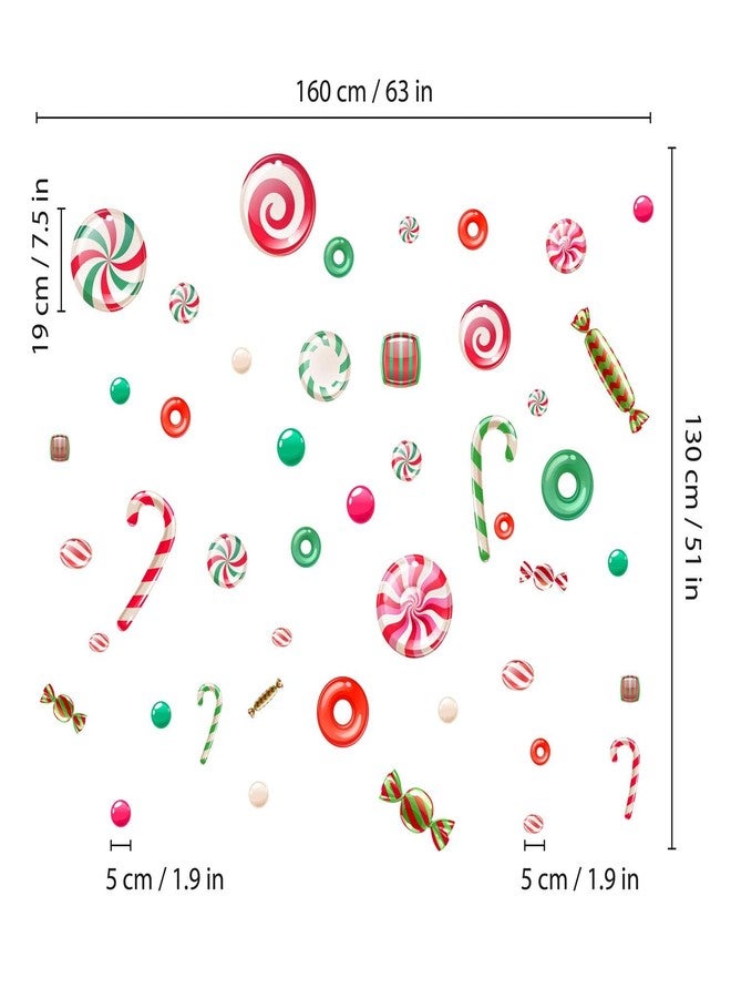 WALPLUS Christmas Window Clings Christmas Decorations Clearance Christmas Wall Sticker Double-Sided Reusable Peel and Stick Removable for Glass Living Room Xmas Peppermint Candy and Sweets 46 Pieces - Image 5