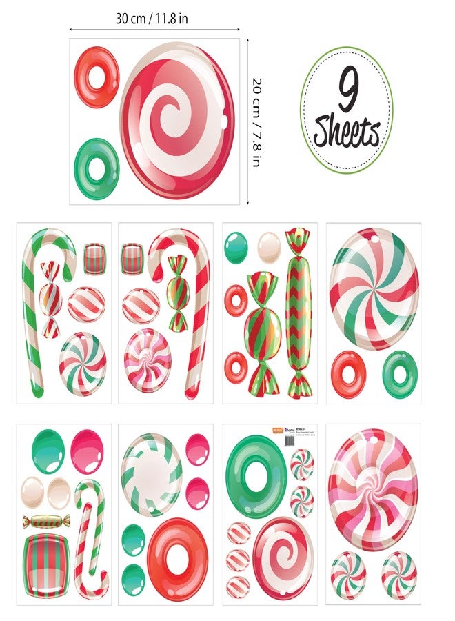 WALPLUS Christmas Window Clings Christmas Decorations Clearance Christmas Wall Sticker Double-Sided Reusable Peel and Stick Removable for Glass Living Room Xmas Peppermint Candy and Sweets 46 Pieces - Image 4