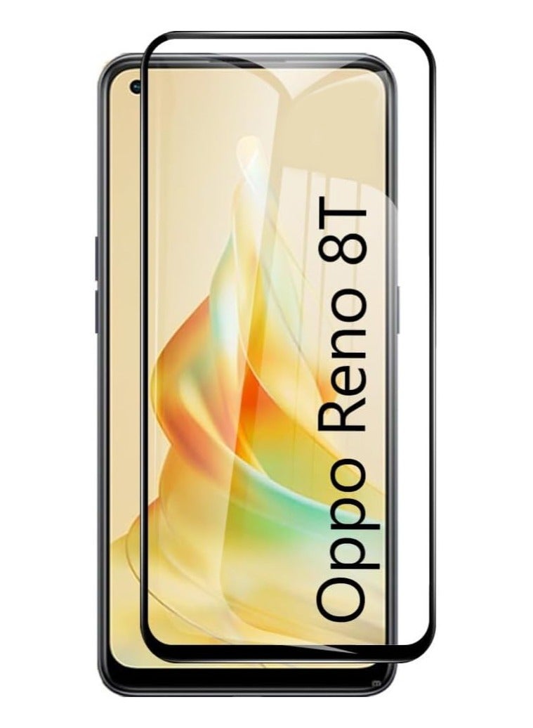 M7molge Full Coverage Glass Screen Protector for Oppo Reno 8T - Black Frame  - Image 1