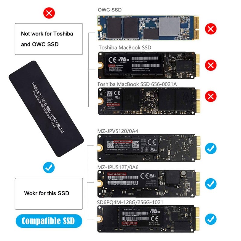 Chenyang محول علبة HDD محمول 12+16 دبوس MAC SSD إلى USB 3.2 Gen 2x2 20Gbps لجهاز MAC Air Pro 2013 2014 2015 2016 SSD - Image 5
