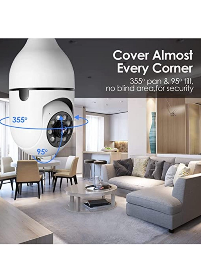 ELTRAZONE Pan Tilt Security Light Camera V380 130W dpi Smart Wireless WIFI Full Color Bulb Camera 2.4Ghz 360 Degree E27 Panoramic IP Camera (No SD Card) - Image 2