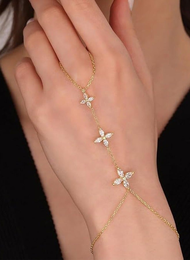 Boho Wrist Layered Finger Bracelet Ring Hand Chain Crystal Ring Bracelet Non Tarnish Harness - Image 5