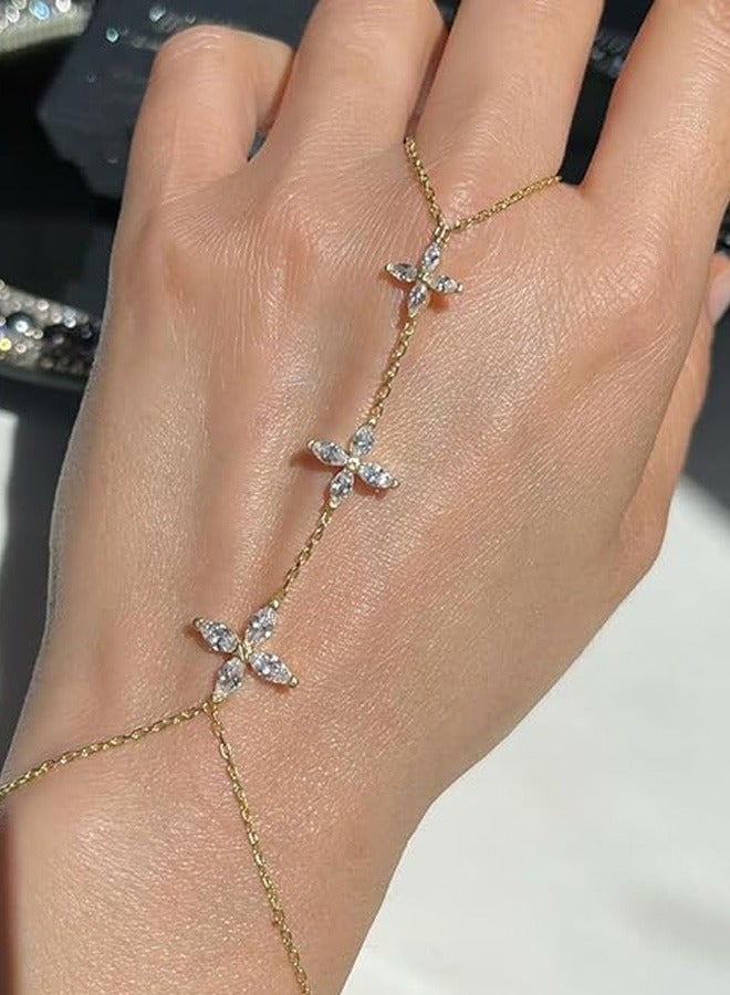 Boho Wrist Layered Finger Bracelet Ring Hand Chain Crystal Ring Bracelet Non Tarnish Harness - Image 4