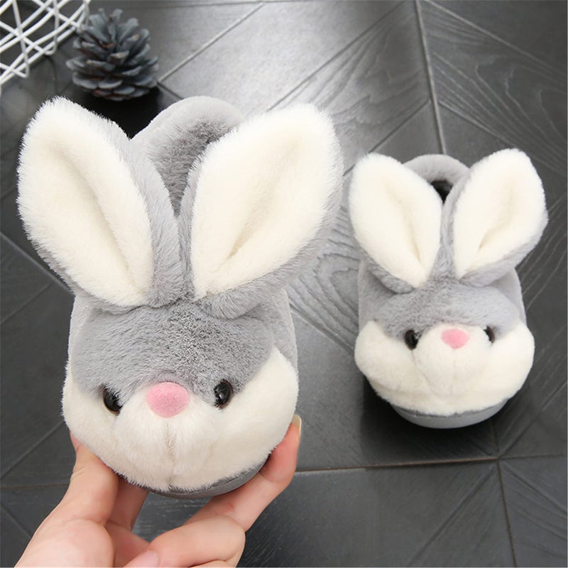 YILANLAN Women's Cute Bunny Animals Slippers Interesting Comfortable Furry Slippers Soft Plush Winter season Keep warm Home Slippers (6.5/7.5, Grey shoes, numeric_6_point_5) - Image 2
