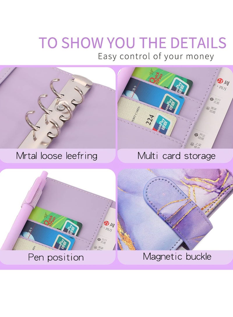 Budget Binder with Zipper Envelopes, Cash Envelopes for Budgeting, A6 PU Leather Budget Binder Planner with 12 Pcs Clear Zipper Envelopes, 12 Pcs Budget Sheets for Budgeting, Saving Money(Pink) - Image 5