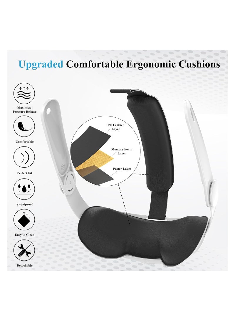 SOLARAE Adjustable Head Strap for Meta Quest 3, Super Soft and Skin Friendly PU Surface, Elite Strap Replacement, Enhanced Support and Lightweight Design VR Accessories for Meta Quest 3 - Image 4
