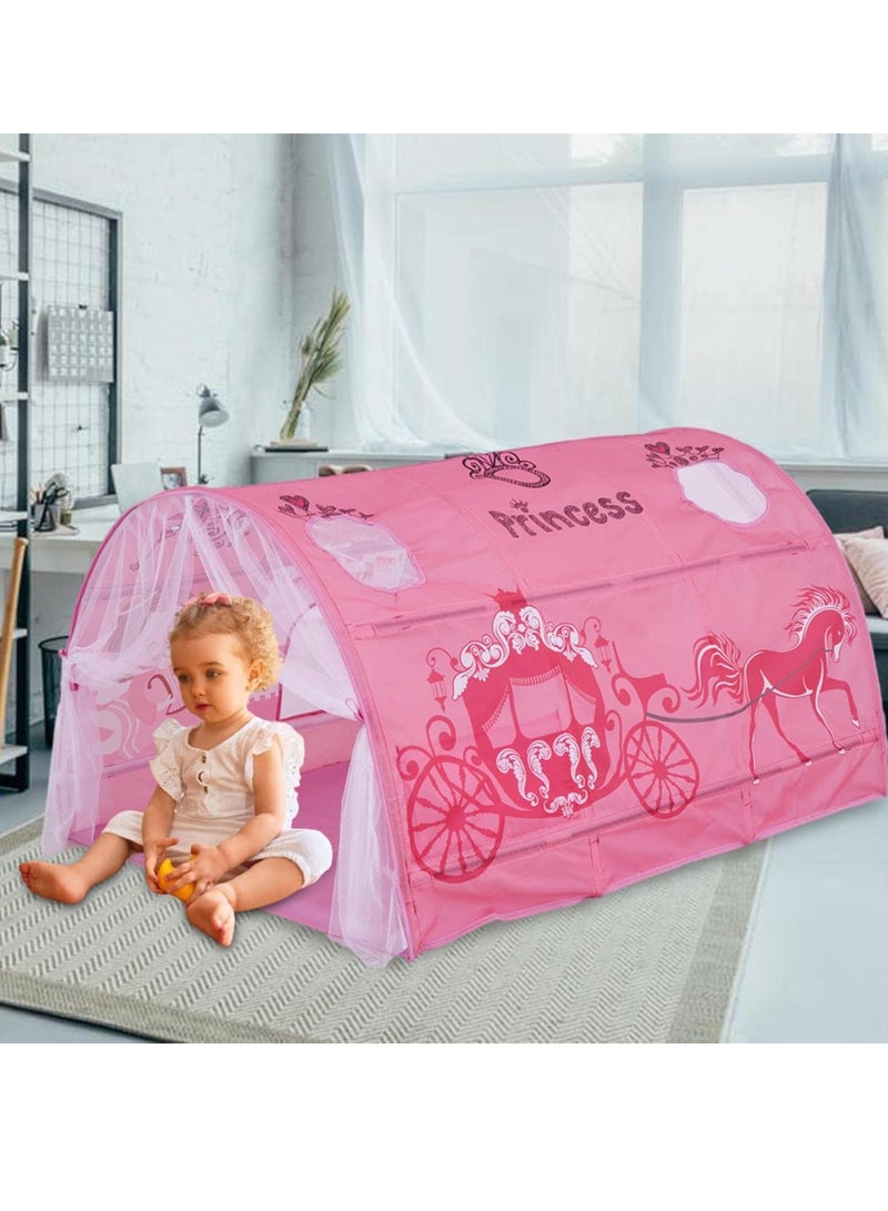 McDou Bed Tents for Kids Portable Play Tent Game House for Boys Girls Breathable Cottage DIY Inner Pocket Sleeping Tent Toddlers Playhouse with Double Net Curtain & Carry Bag  - Image 1