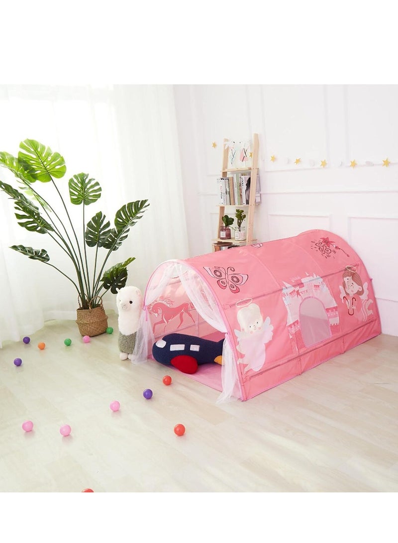 McDou Bed Tents for Kids Portable Play Tent Game House for Boys Girls Breathable Cottage DIY Inner Pocket Sleeping Tent Toddlers Playhouse with Double Net Curtain & Carry Bag  - Image 2