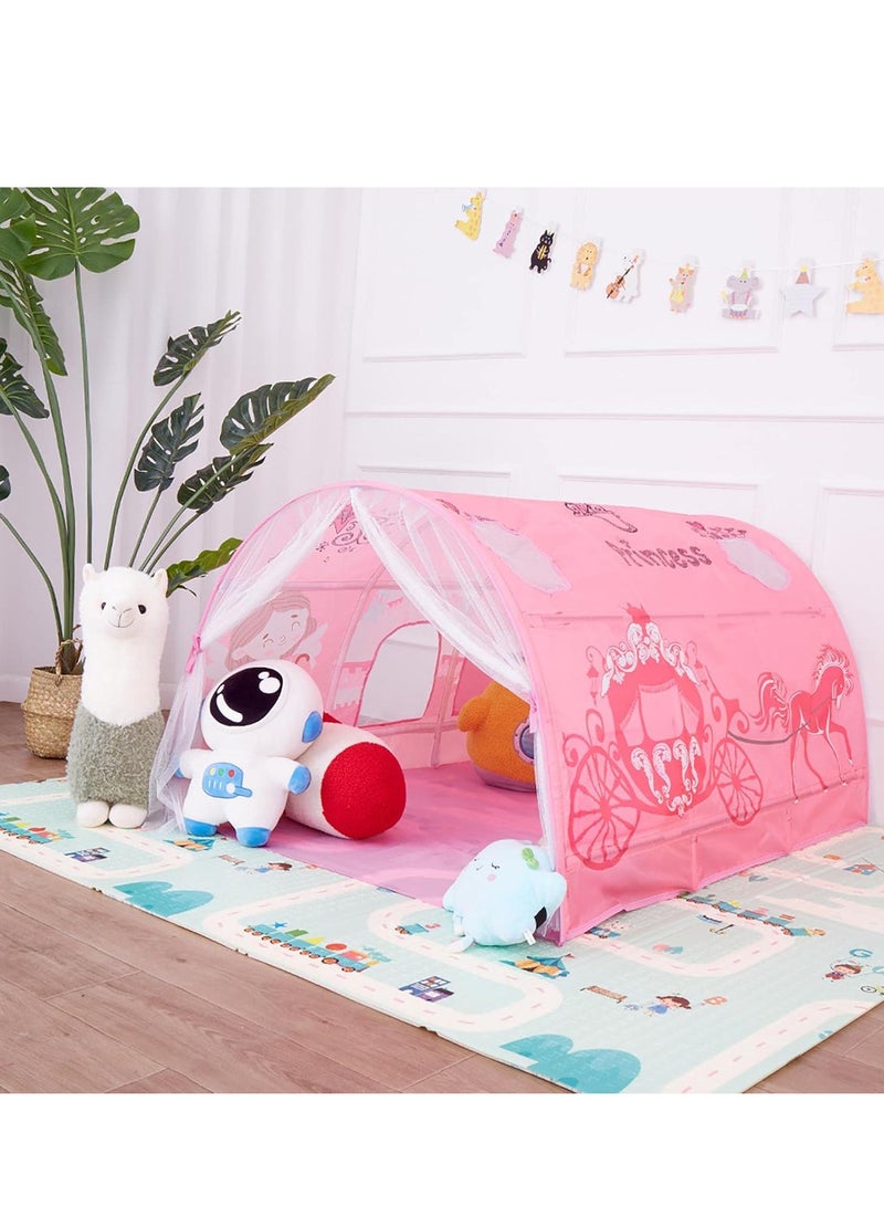 McDou Bed Tents for Kids Portable Play Tent Game House for Boys Girls Breathable Cottage DIY Inner Pocket Sleeping Tent Toddlers Playhouse with Double Net Curtain & Carry Bag  - Image 3
