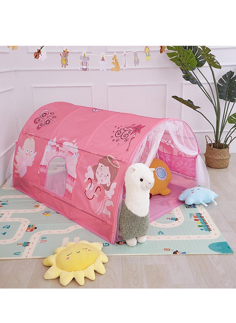 McDou Bed Tents for Kids Portable Play Tent Game House for Boys Girls Breathable Cottage DIY Inner Pocket Sleeping Tent Toddlers Playhouse with Double Net Curtain & Carry Bag  - Image 4