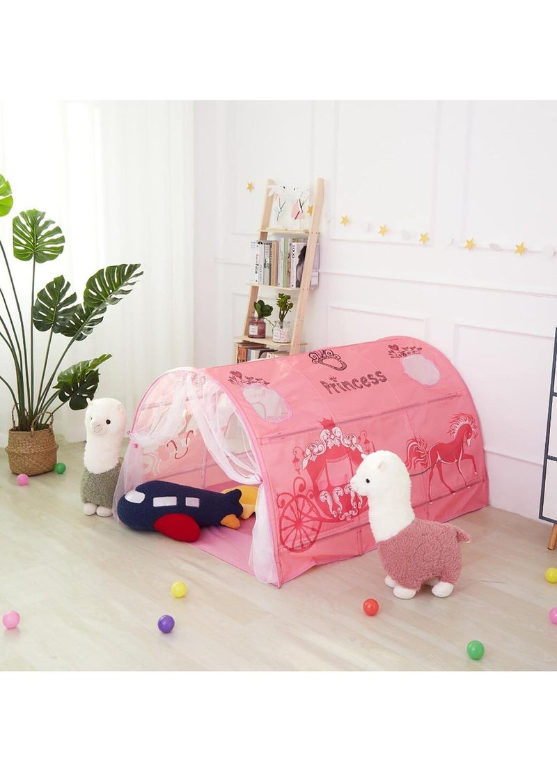 McDou Bed Tents for Kids Portable Play Tent Game House for Boys Girls Breathable Cottage DIY Inner Pocket Sleeping Tent Toddlers Playhouse with Double Net Curtain & Carry Bag  - Image 5