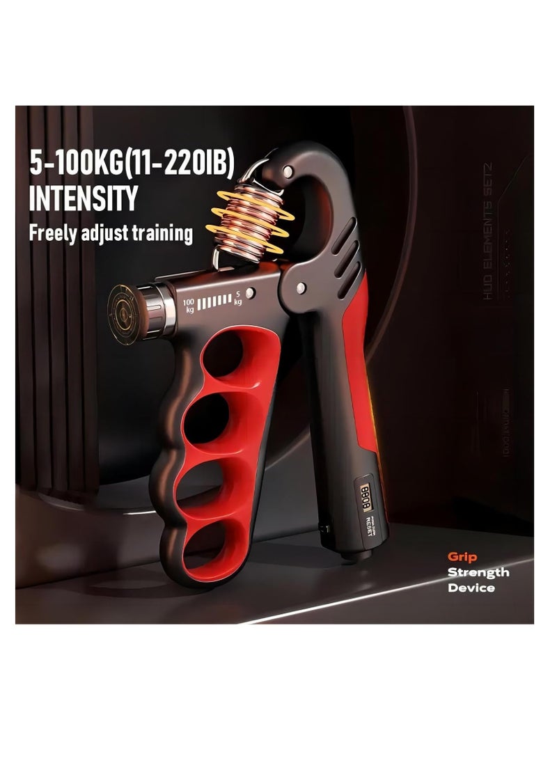 Cool Baby Style - COOLBABY Grip Strength Trainer, Adjustable Resistance 5-100 Kg Grip Strengthener, Non-Slip Counting Hand Gripper For Muscle Building And Hand Recovery Grey - Image 1