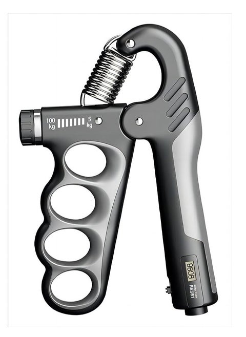 COOLBABY Grip Strength Trainer, Adjustable Resistance 5-100 Kg Grip Strengthener, Non-Slip Counting Hand Gripper For Muscle Building And Hand Recovery Grey