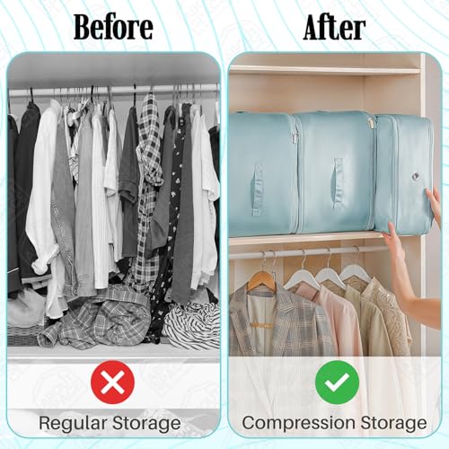 ABOUT SPACE High-Density Nylon Fabric Ultra Space Saving Self Compression Organizer - 141 L Vacuum Storage Bags - Packing Vaccine Bags for Clothes Airtight (Blue - Large - L 54 x B 42 x H 62 cm) - Image 5