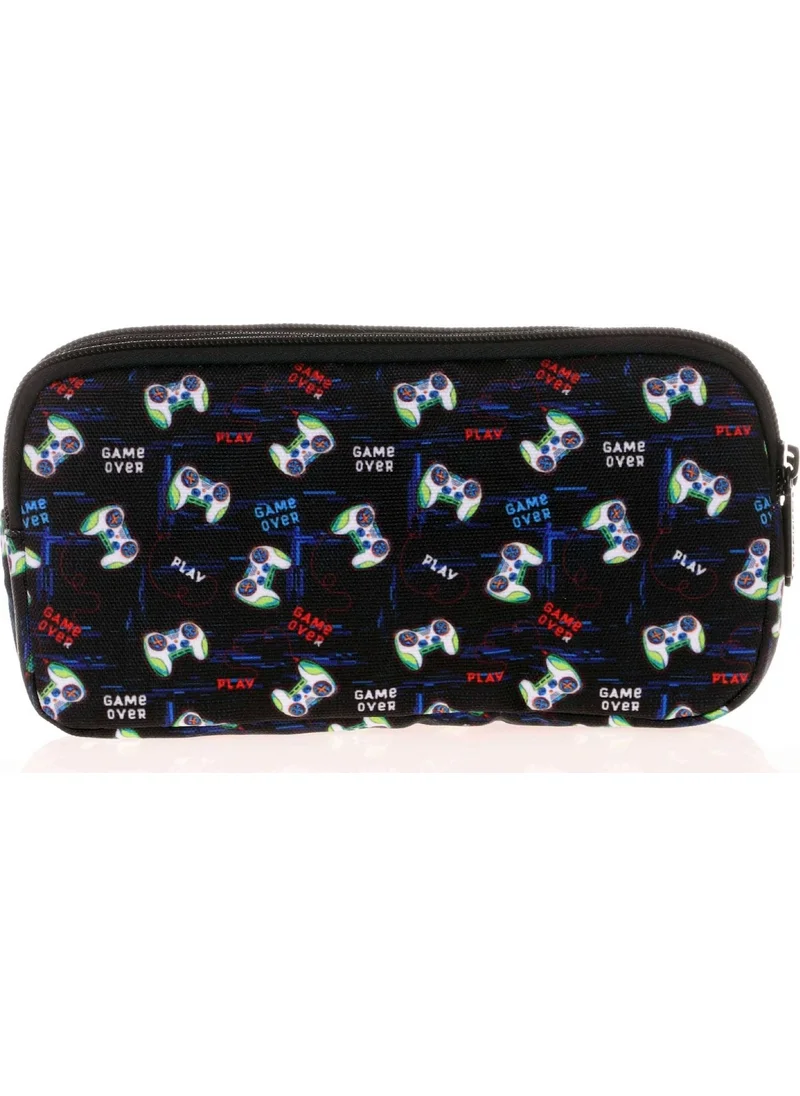 كاوكو Kids&love Three Compartment Boys Pencil Bag - Black Game Over Pencil Holder