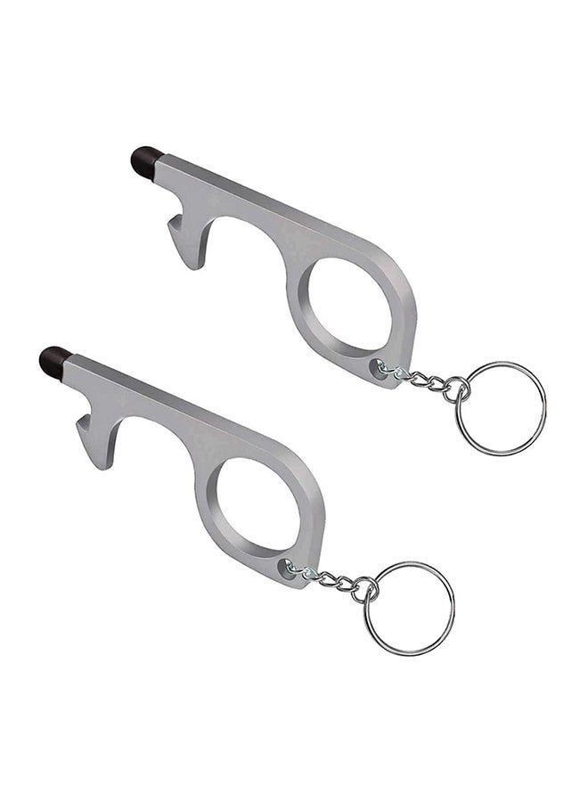 NIBEMINENT 2-Piece Hand Brass Stylus Keychain Tool Set Silver 7cm - Image 1