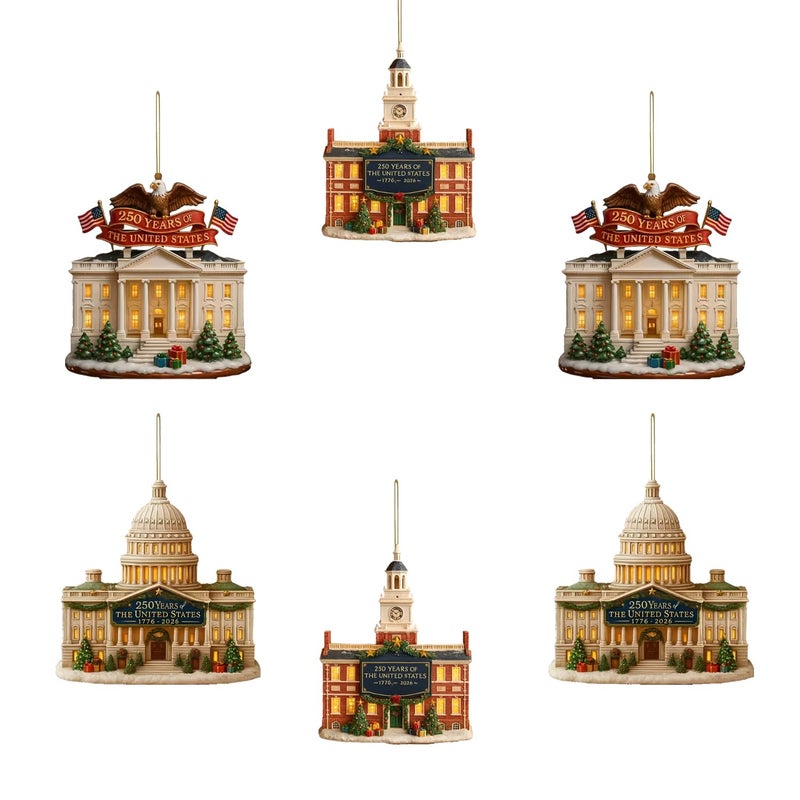 NSSHEL 6 Pcs USA 250th Anniversary Ornaments 2D Acrylic Patriot Memorial Ornament Unique 250 Years of The United States Commemorative Hanging Decor for Christmas Tree 2026 Independence Day Hanging Ornaments - Image 1