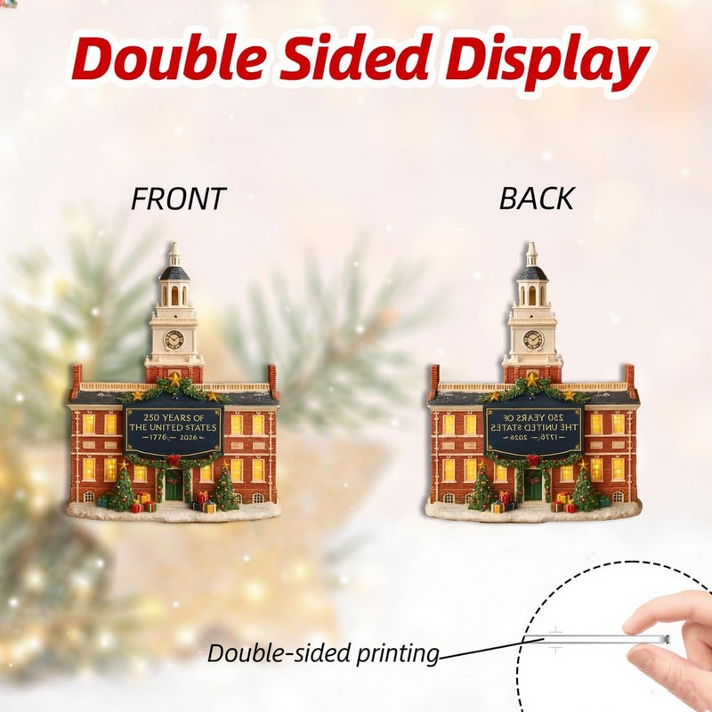 NSSHEL 6 Pcs USA 250th Anniversary Ornaments 2D Acrylic Patriot Memorial Ornament Unique 250 Years of The United States Commemorative Hanging Decor for Christmas Tree 2026 Independence Day Hanging Ornaments - Image 2
