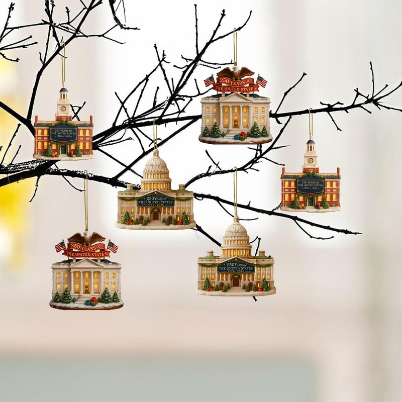NSSHEL 6 Pcs USA 250th Anniversary Ornaments 2D Acrylic Patriot Memorial Ornament Unique 250 Years of The United States Commemorative Hanging Decor for Christmas Tree 2026 Independence Day Hanging Ornaments - Image 4