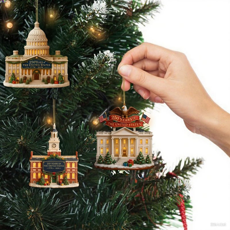 NSSHEL 6 Pcs USA 250th Anniversary Ornaments 2D Acrylic Patriot Memorial Ornament Unique 250 Years of The United States Commemorative Hanging Decor for Christmas Tree 2026 Independence Day Hanging Ornaments - Image 5