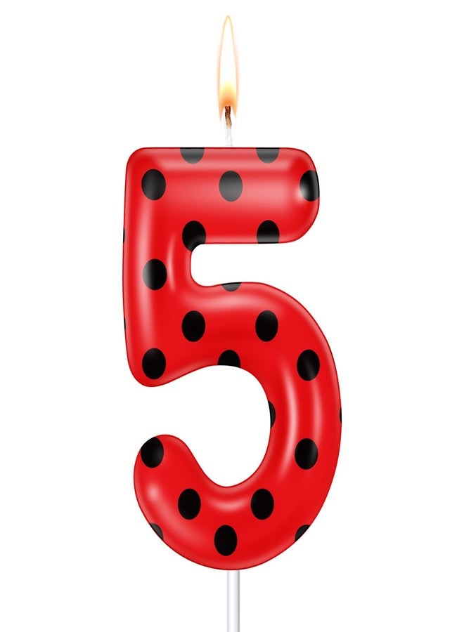 MTLEE Ladybug Candle Birthday Party Decorations Lady Bug Cake Cupcake Toppers Black Red Polka Ladybird Dots Theme Candles for Birthday Party Celebration(5) - Image 1